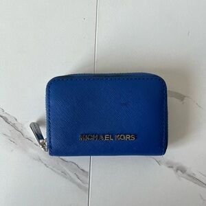 Michael Kors Jet Set Leather Zip Around Coin Case - Electric Blue